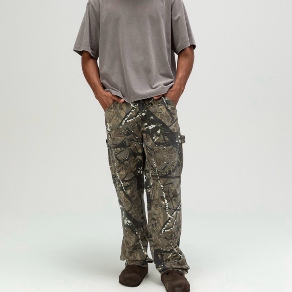 RSQ Camo Cargo Straight Leg Pants Mens 31 Green Grunge Hunter Streetwear Edgy